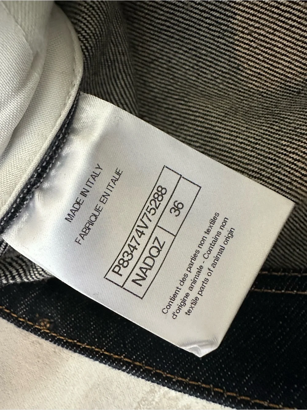 Chanel 26b Blazy Dark Blue Denim large CC Logo Cargo Jeans Size 36